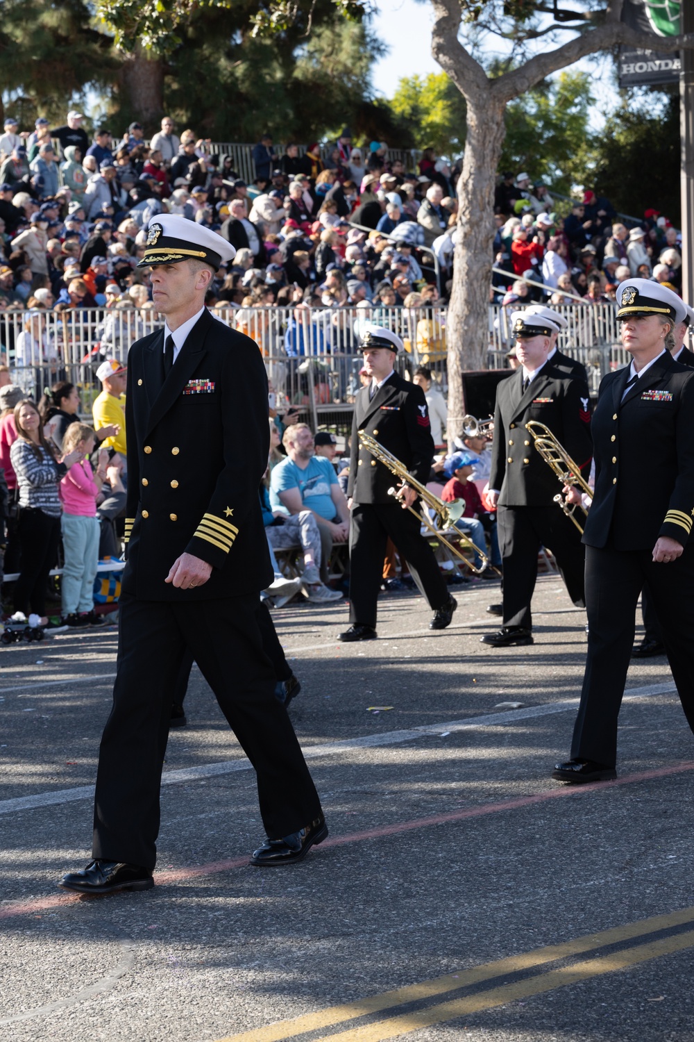 United States Navy Band kicks off the U.S. Navy's 250th Birthday at the Rose Parade