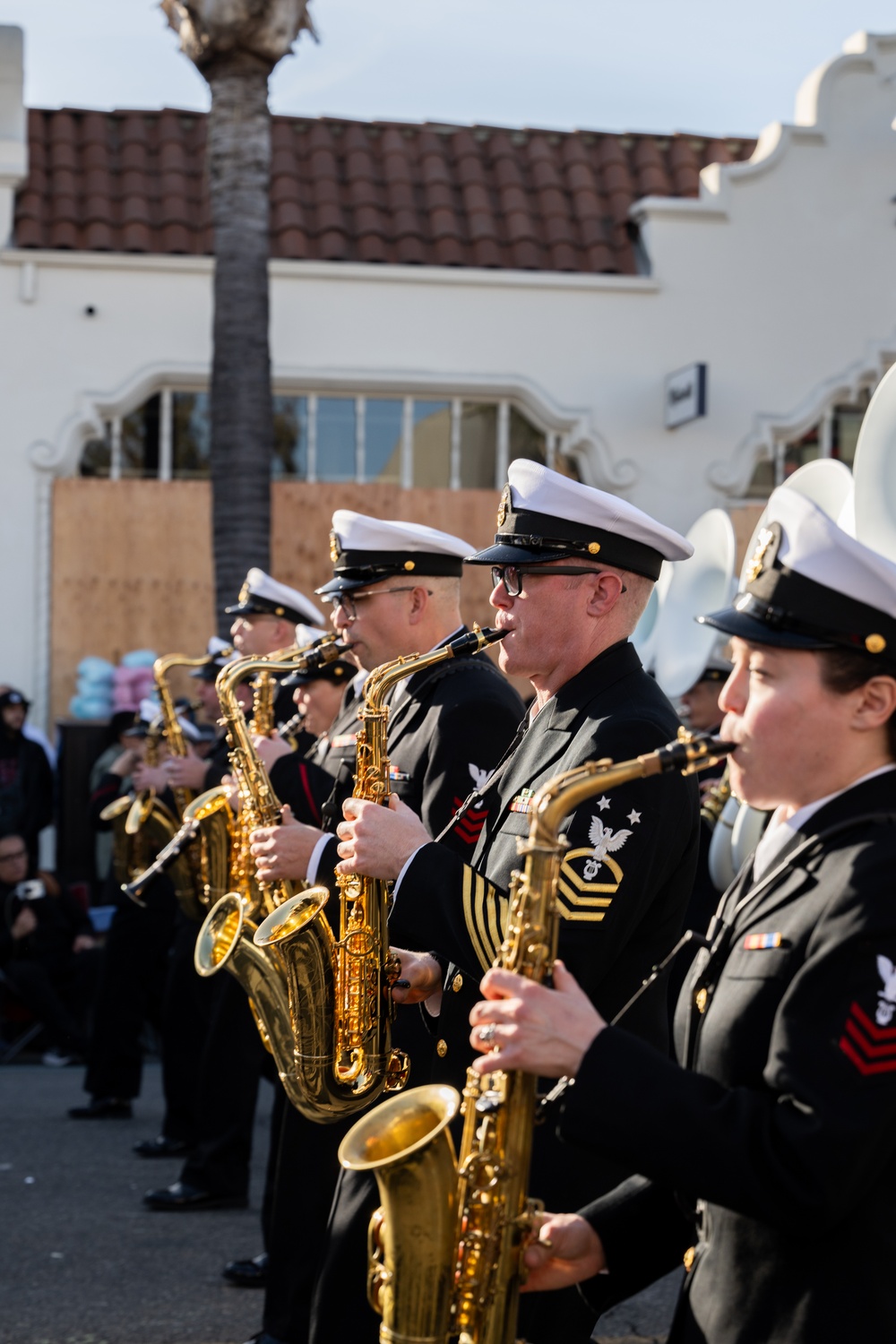 United States Navy Band kicks off the U.S. Navy's 250th Birthday at the Rose Parade