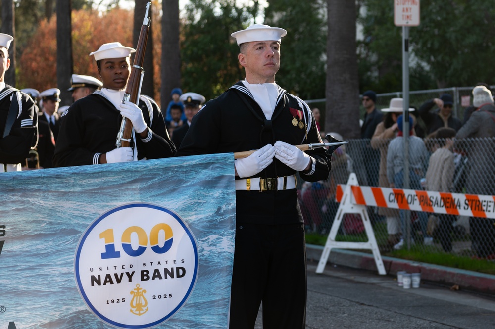 United States Navy Band kicks off the U.S. Navy's 250th Birthday at the Rose Parade
