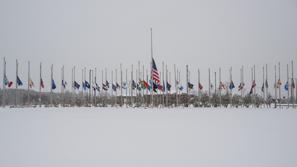 Winter storm blankets Joint Base Andrews in snow