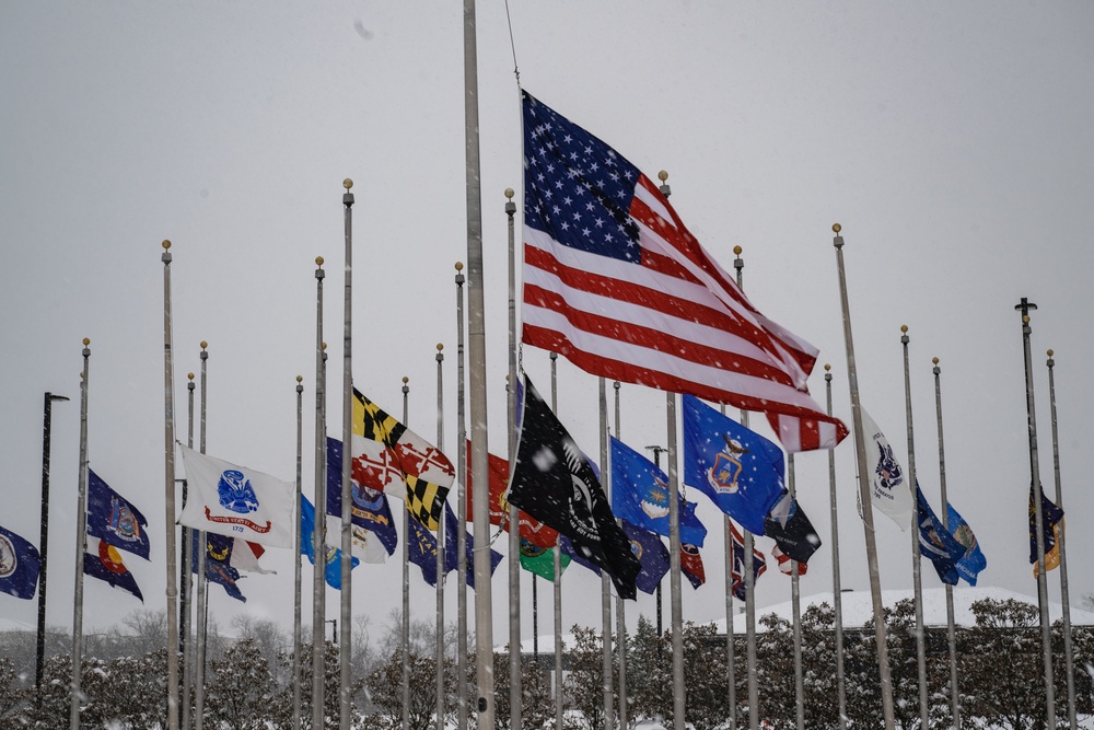 Winter storm blankets Joint Base Andrews in snow