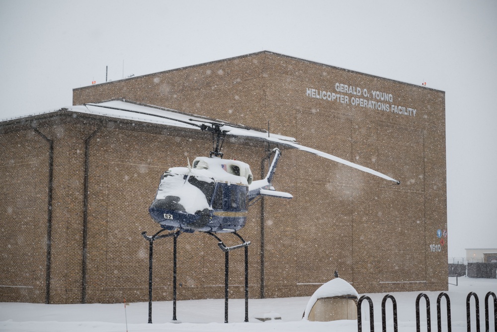 Winter storm blankets Joint Base Andrews in snow