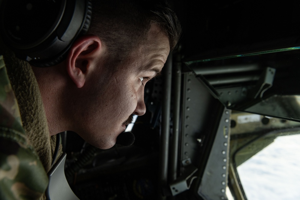 Stronger Together: 100th ARW KC-135 refuels NATO E-3 Sentry