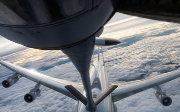 Stronger Together: 100th ARW KC-135 refuels NATO E-3 Sentry