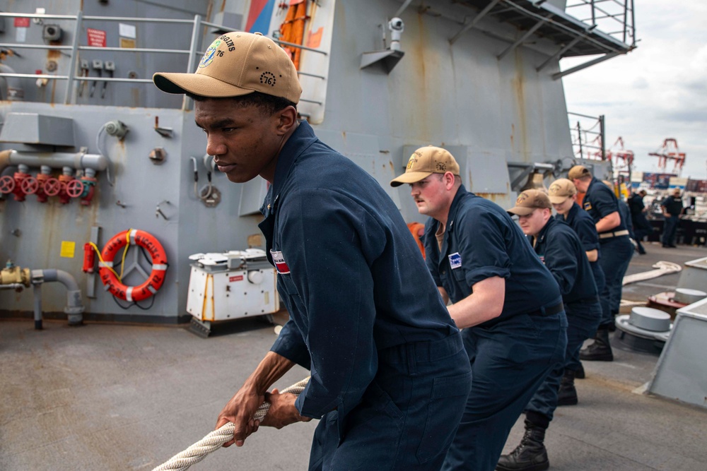 USS Higgins Conducts Sea-And-Anchor Evolution