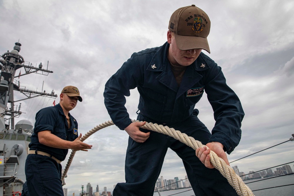 USS Higgins Conducts Sea-And-Anchor Evolution