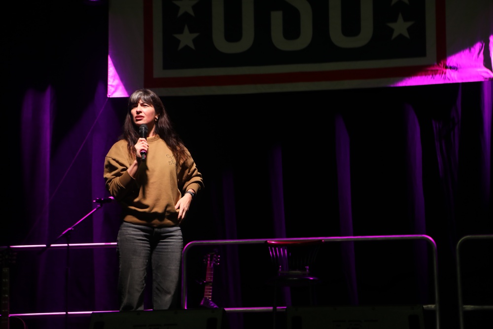 Melissa Villaseñor performs at USO Holiday Event