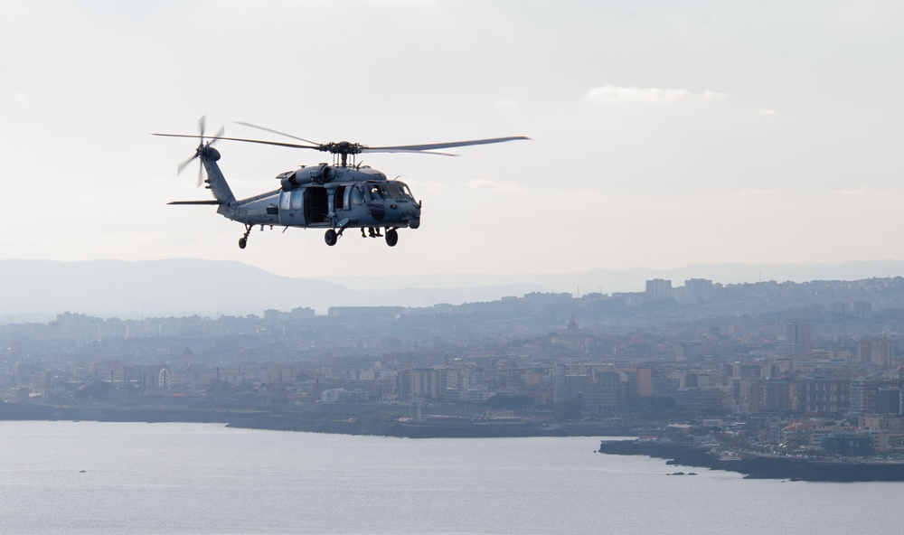 “The Dragon Whales” of HSC 28 fly above Sicily