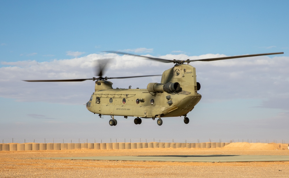 Task Force Armadillo Receives Supplies from a CH-47 Chinook Helicopter