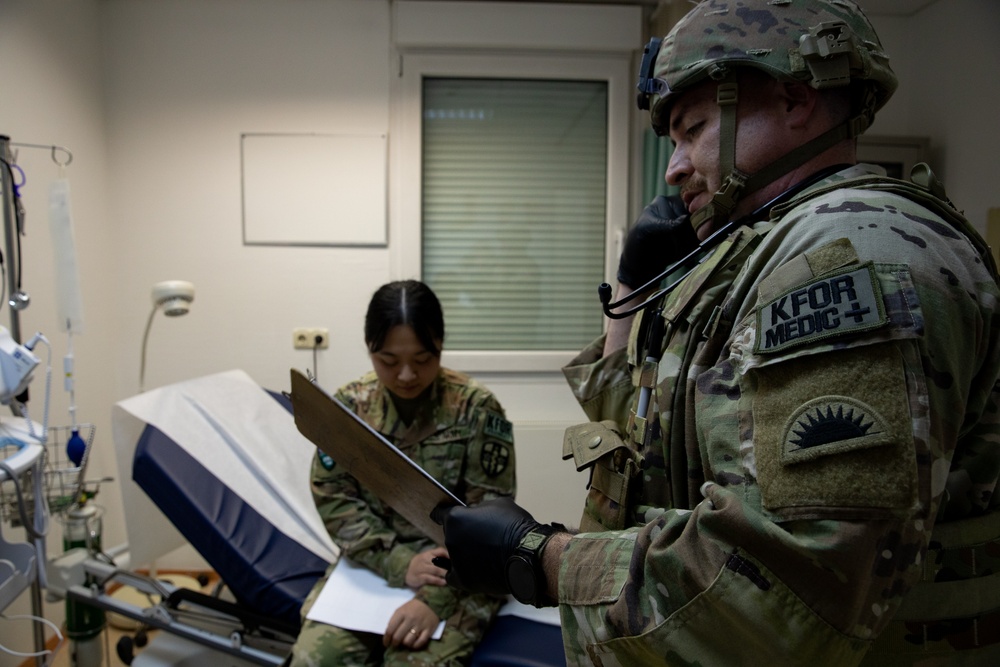 KFOR Soldiers conduct combat medic recertification training at Camp Bondsteel