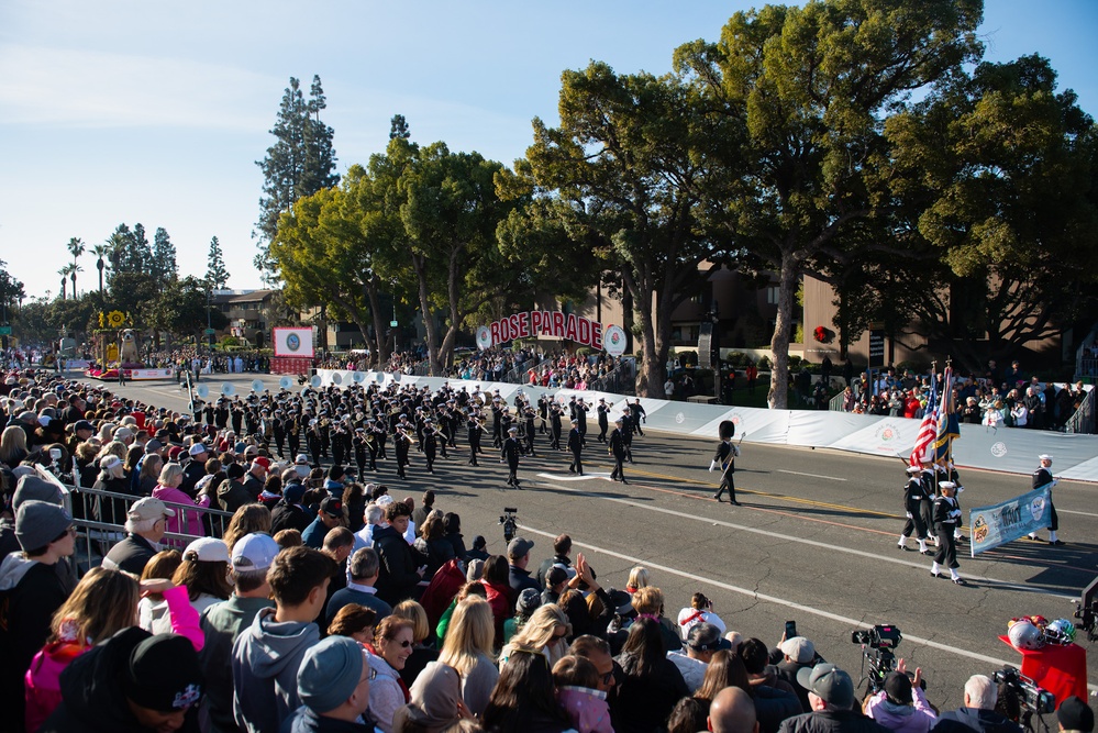 US Navy Band Performs at Rose Bowl Parade