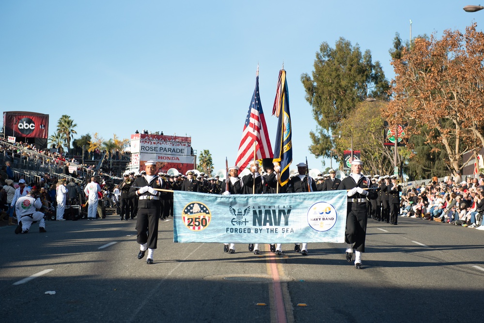 US Navy Band Performs at Rose Bowl Parade