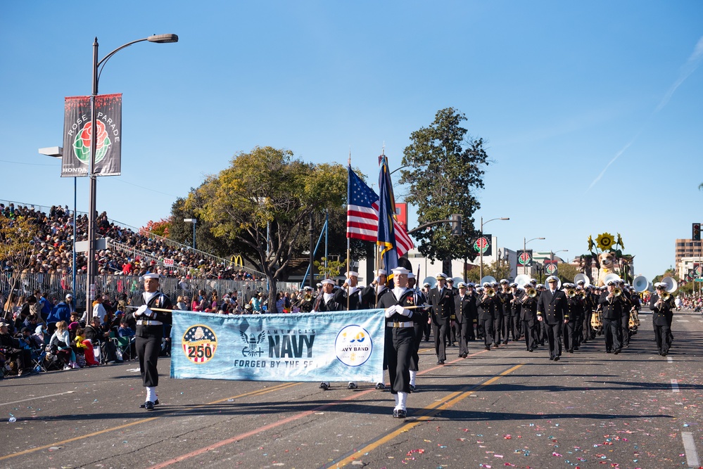 US Navy Band Performs at Rose Bowl Parade
