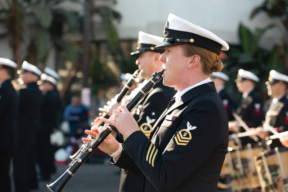 US Navy Band Performs at Rose Bowl Parade