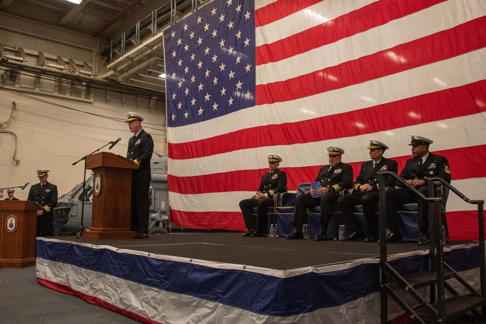 USS America (LHA 6) Conducts Change of Command Ceremony