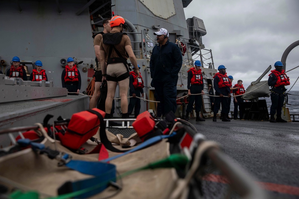 USS Higgins Conducts Man Overboard Drill