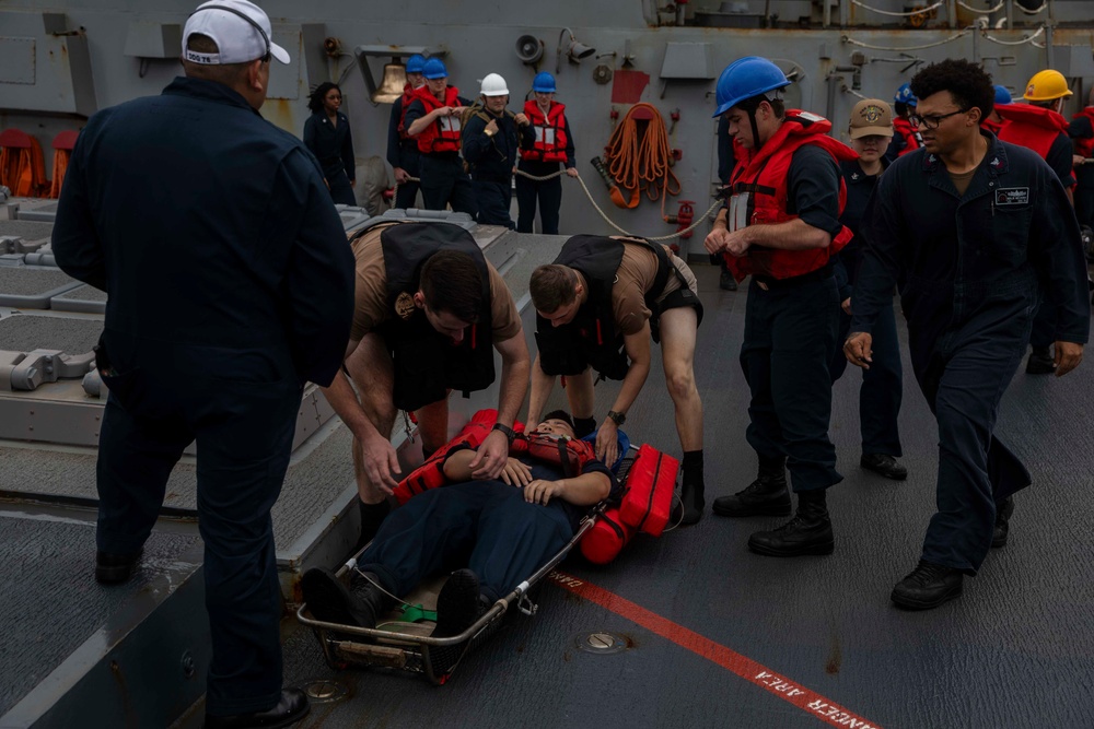 USS Higgins Conducts Man Overboard Drill