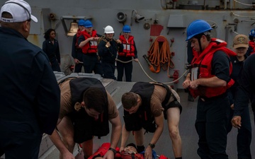 USS Higgins Conducts Man Overboard Drill