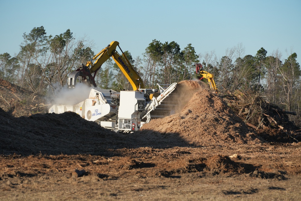 Hurricane Helene Recovery: Temporary Debris Management Site in Montgomery County, Georgia.