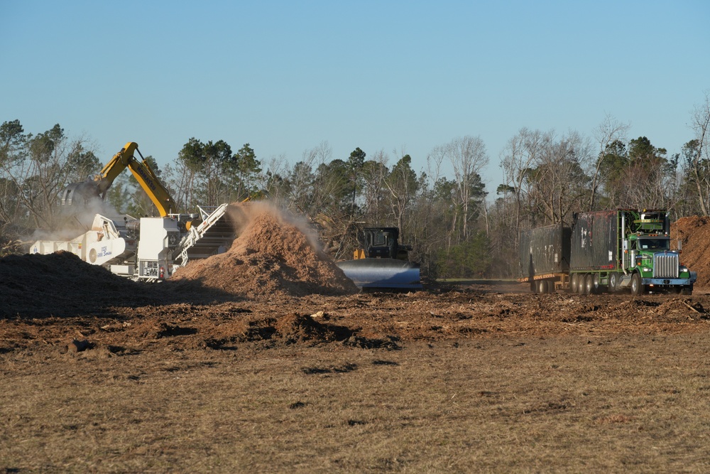 Hurricane Helene Recovery: Temporary Debris Management Site in Montgomery County, Georgia.