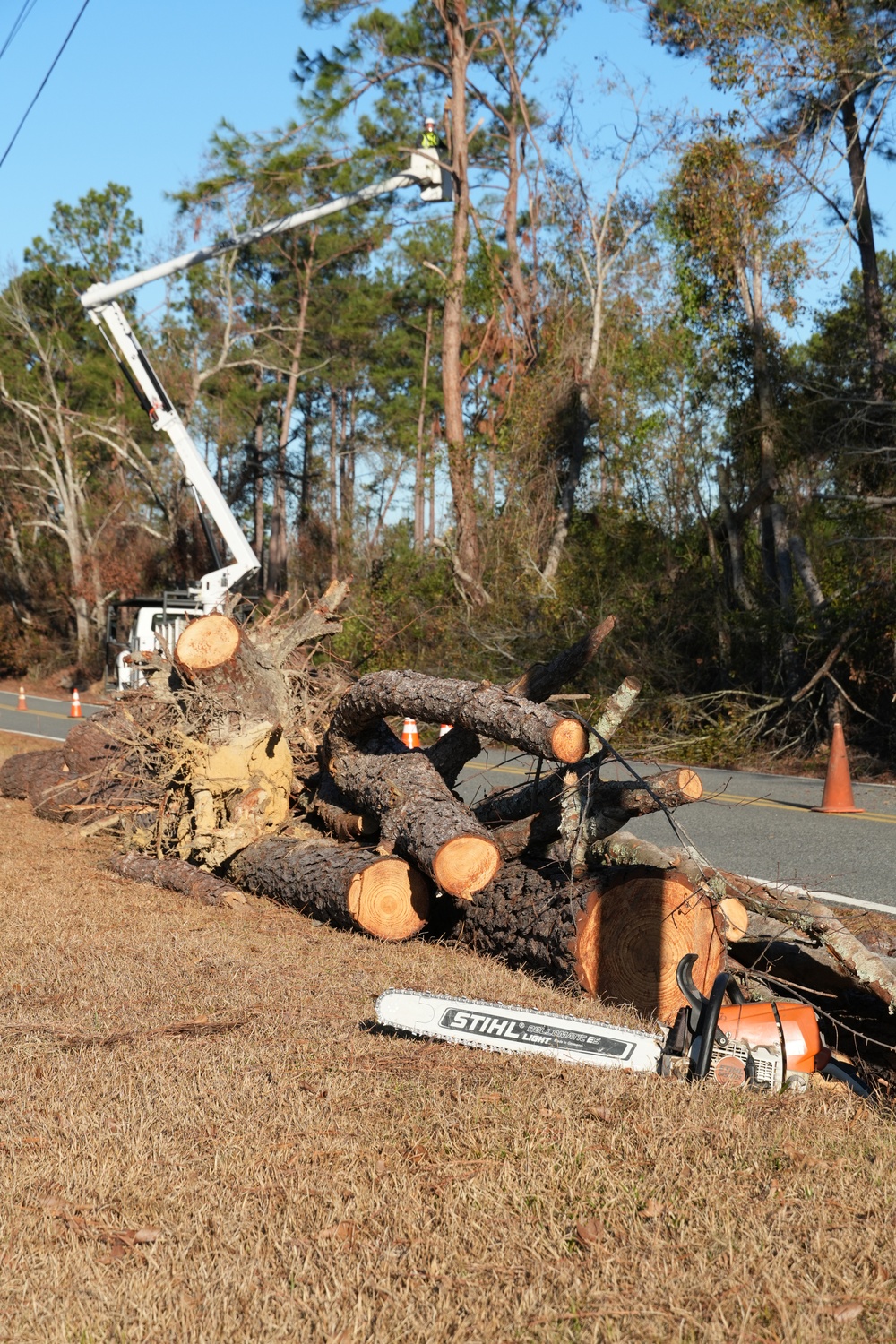 Hurricane Helene Recovery: Temporary Debris Management Site in Montgomery County, Georgia.