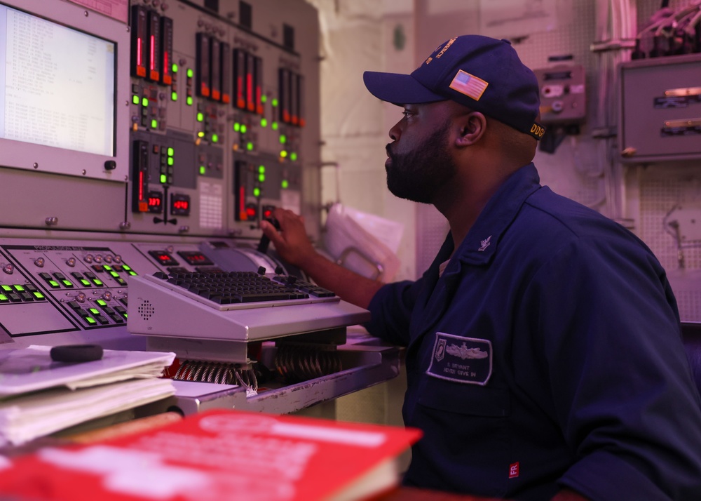 USS William P. Lawrence conducts routine operations as part of the Carl Vinson Carrier Strike Group