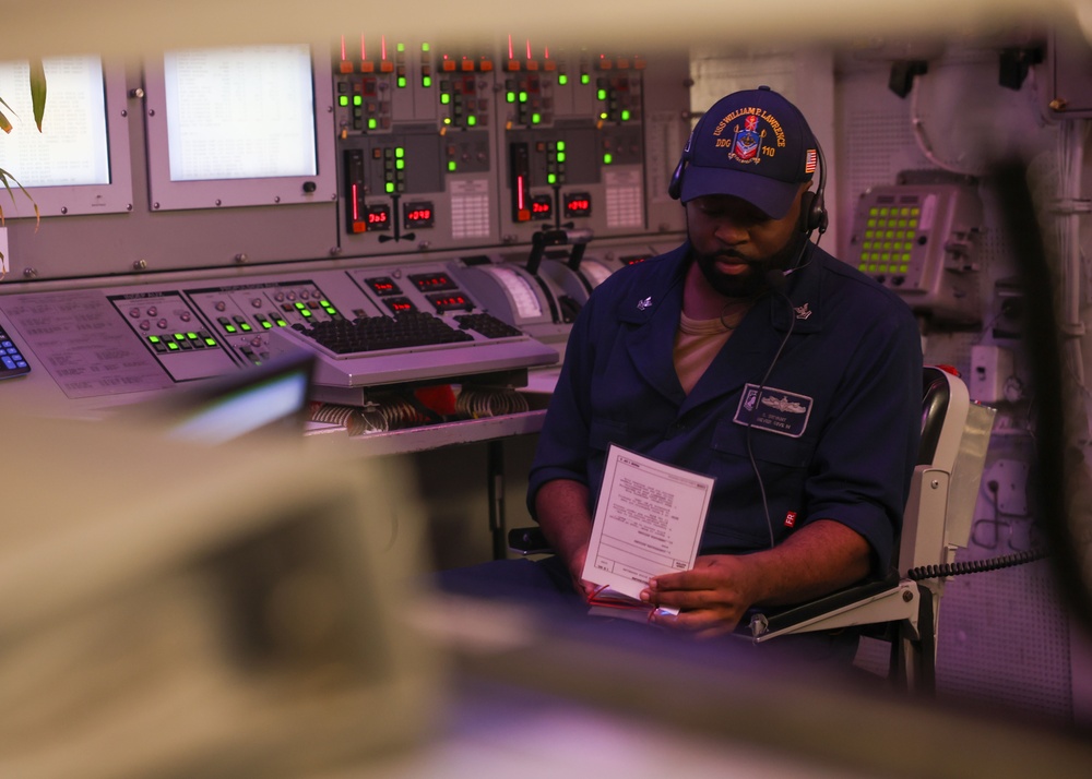 USS William P. Lawrence conducts routine operations as part of the Carl Vinson Carrier Strike Group