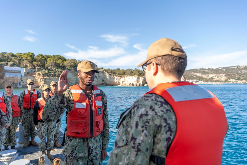 BM2 Jermaine Myers Reenlistment Ceremony at NSA Souda Bay