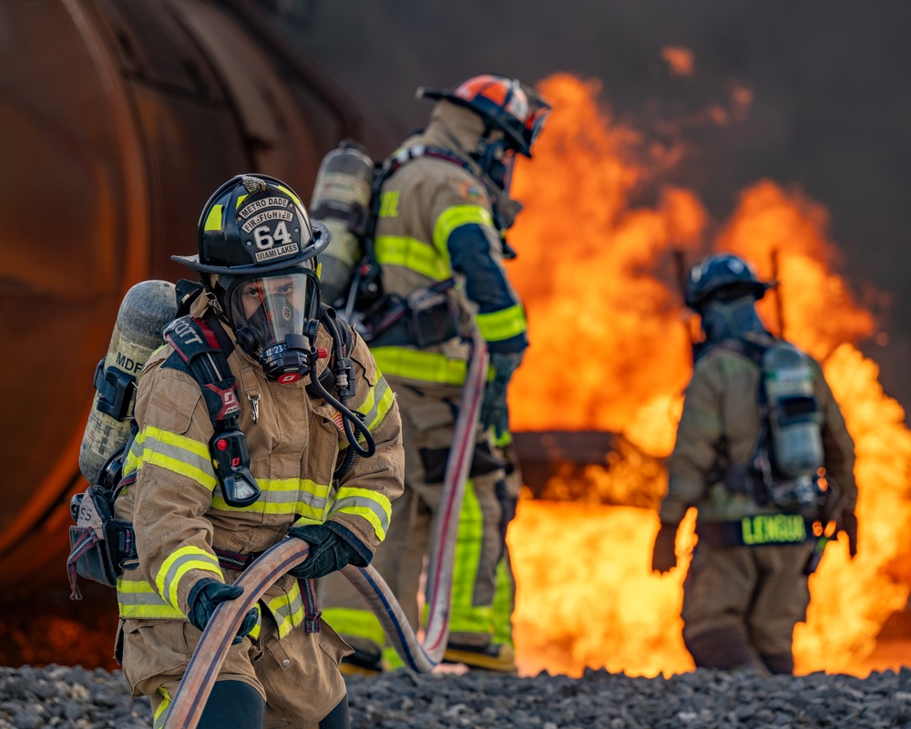 Miami-Dade Firefighters Sharpen Aircraft Firefighting Skills During Training at Homestead Air Reseve Base