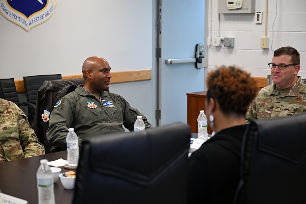 ACC Public Affairs leadership visit 350th Spectrum Warfare Wing