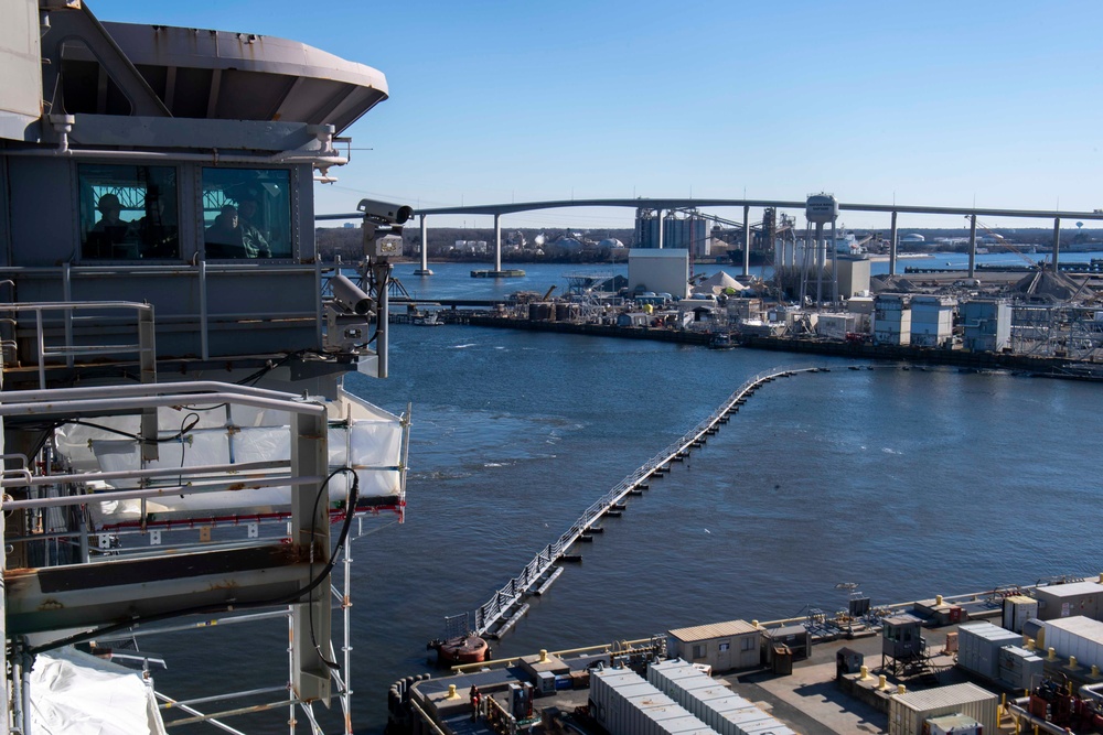 Ike Conducts Pier Shift From Naval Station Norfolk To Norfolk Naval Shipyard