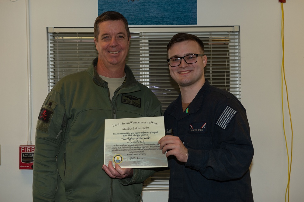 John C. Stennis Sailor is Awarded Warrior of the Week