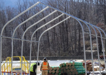 Contractors prepare Bee Tree Reservoir for winter storms with shelter installations
