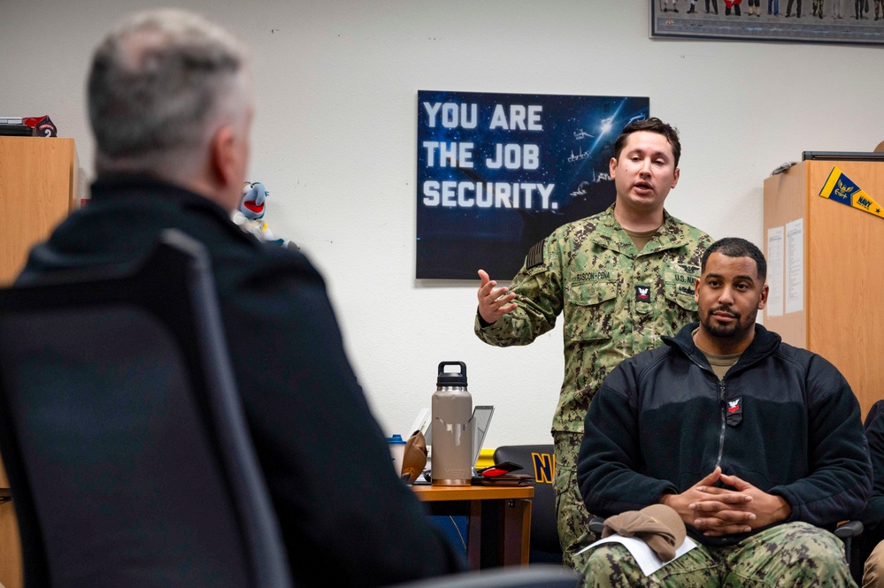 Adm. Jim Waters, Commander, Navy Recruiting Command visits Navy Recruiting Station Dezavala