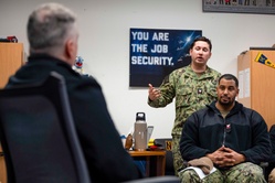 Adm. Jim Waters, Commander, Navy Recruiting Command visits Navy Recruiting Station Dezavala [Image 1 of 6]