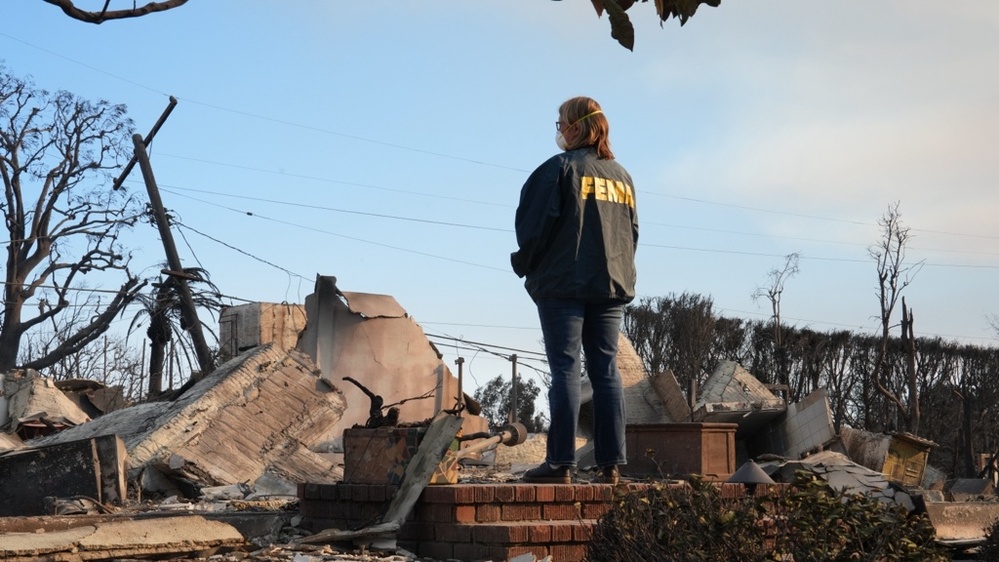 FEMA Administrator and California Govenor Survey Los Angeles County Wildfire Damage