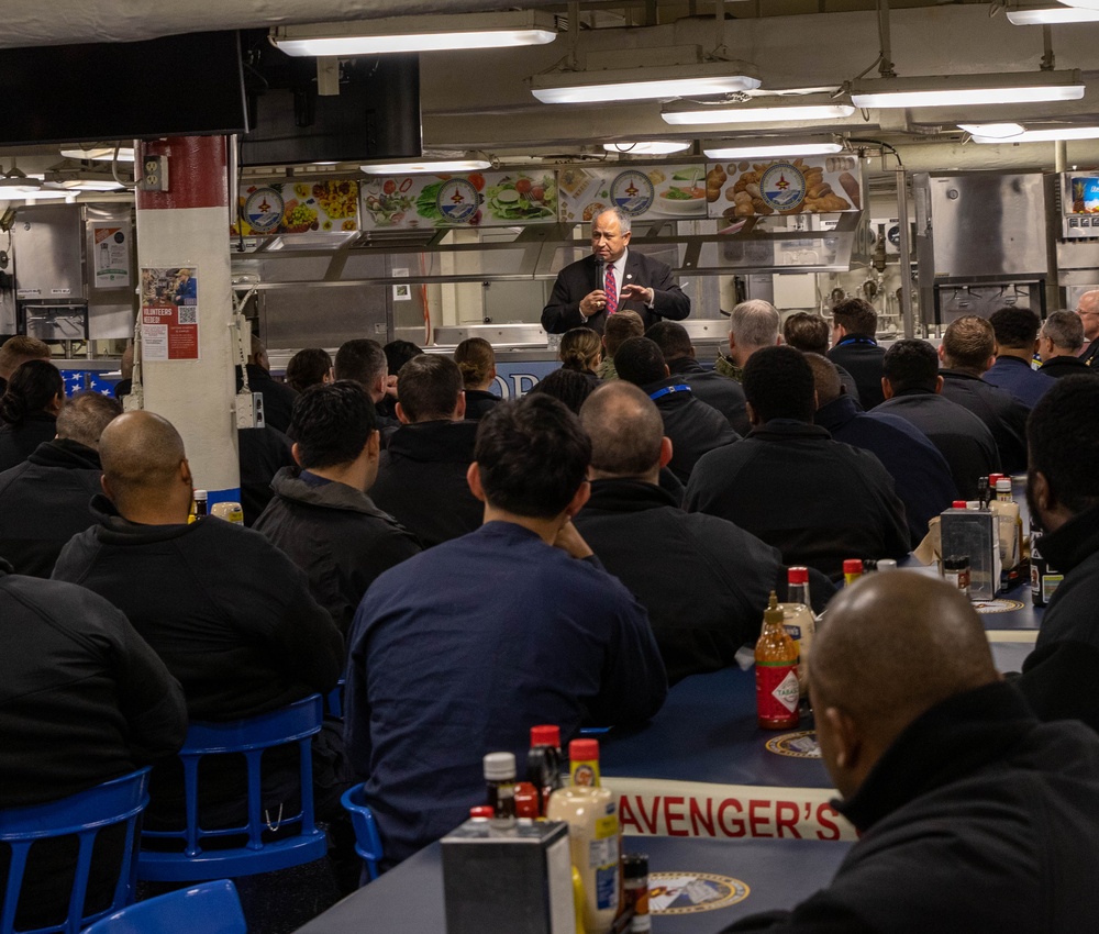 Secretary of the Navy visits USS George H.W. Bush (CVN 77)