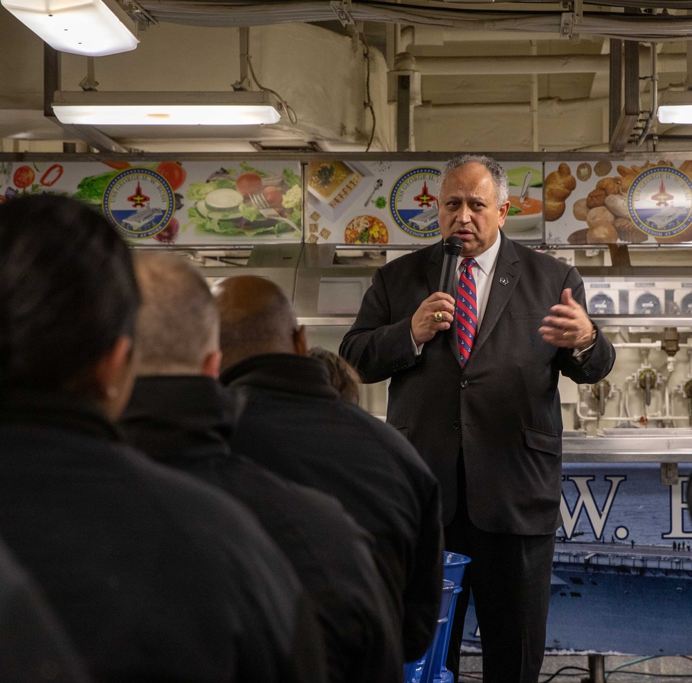 Secretary of the Navy visits USS George H.W. Bush (CVN 77)