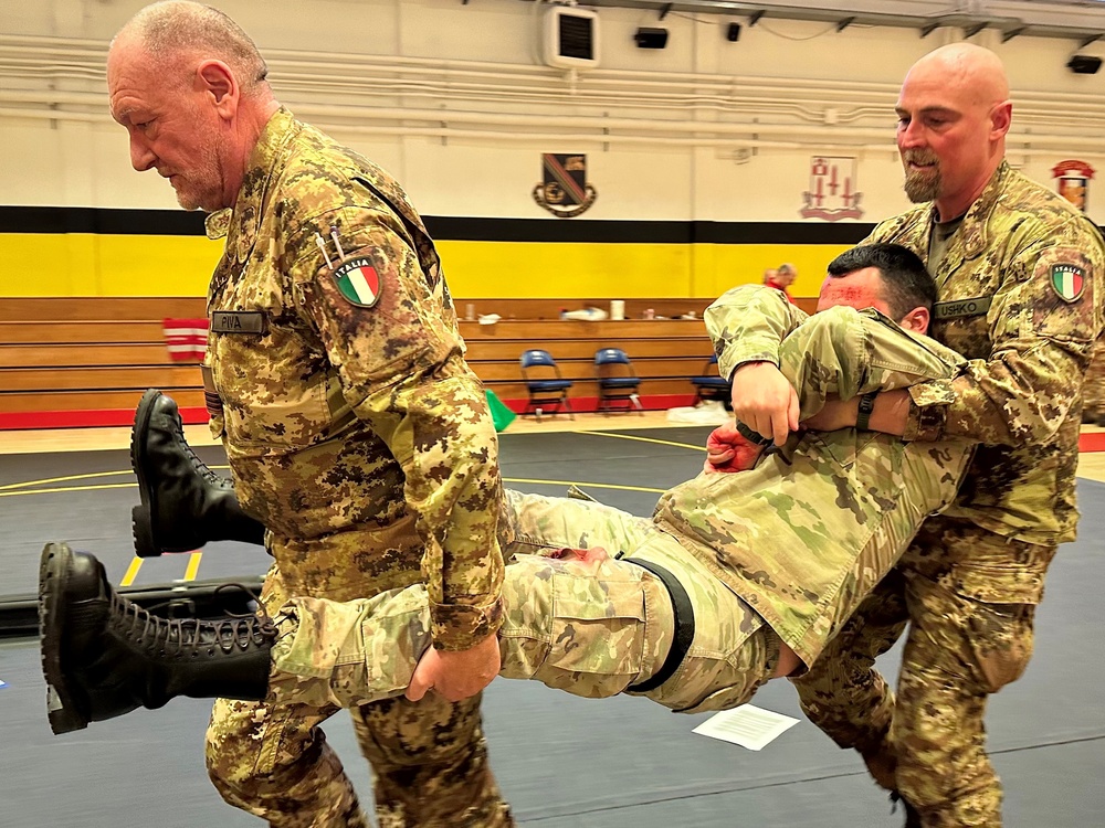 Realistic medical training challenges U.S. Army Reserve Soldiers, Italian Red Cross