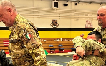 Realistic medical training challenges U.S. Army Reserve Soldiers, Italian Red Cross