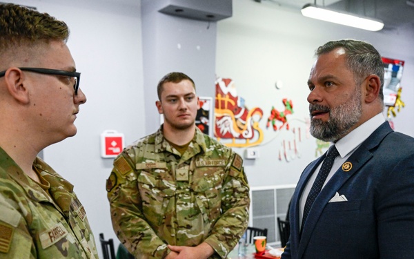 U.S. Rep. Cory Mills visits with Airmen