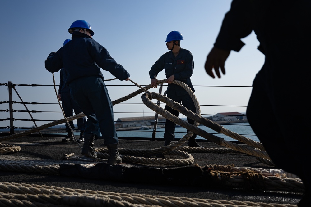 USS Oscar Austin (DDG 79) Conducts an International Maneuvering Exercise with the Cypriot Navy During Departure from Limassol, Cyprus