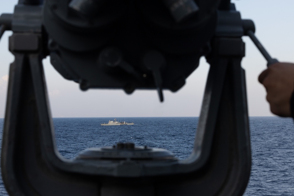 USS Oscar Austin (DDG 79) Conducts an International Maneuvering Exercise with the Cypriot Navy During Departure from Limassol, Cyprus