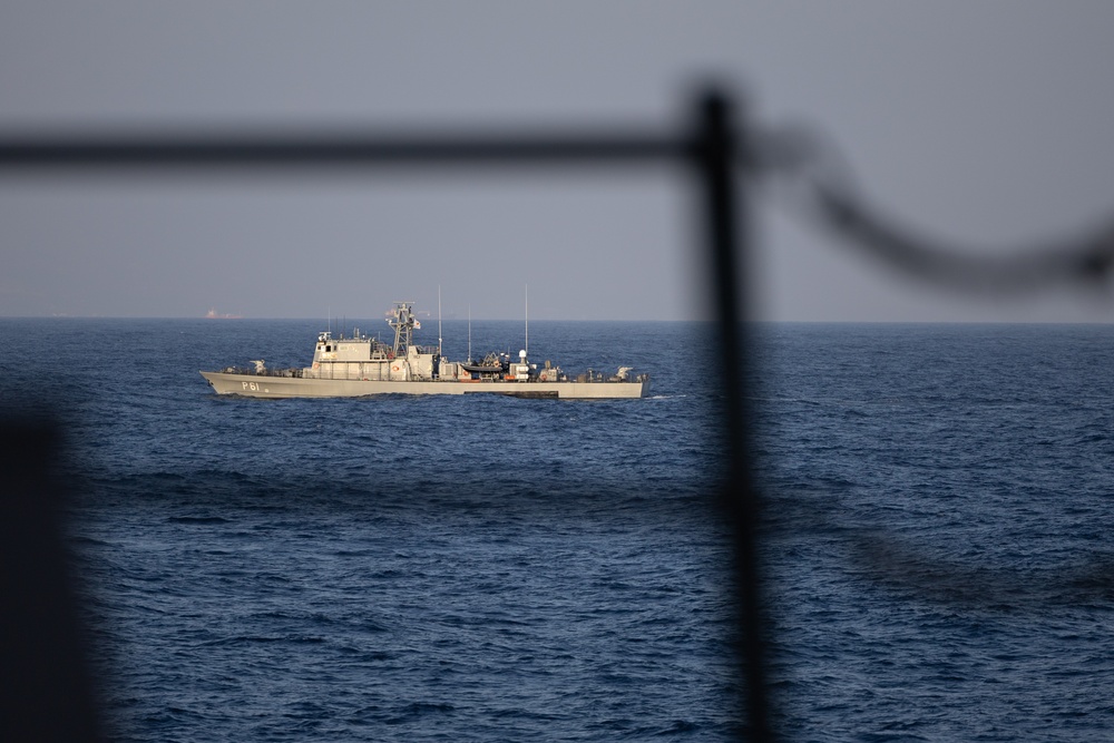 USS Oscar Austin (DDG 79) Conducts an International Maneuvering Exercise with the Cypriot Navy During Departure from Limassol, Cyprus