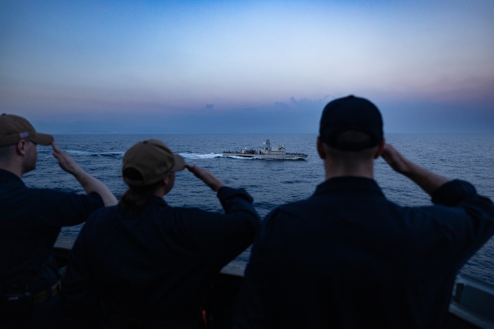 USS Oscar Austin (DDG 79) Conducts an International Maneuvering Exercise with the Cypriot Navy During Departure from Limassol, Cyprus