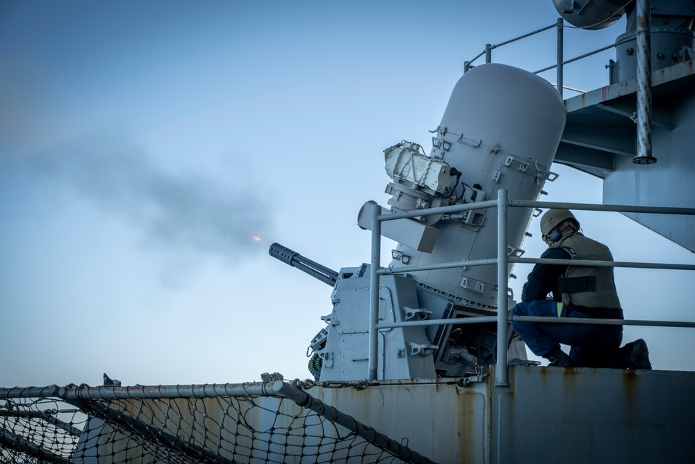 Nimitz Sailor Mans a Watch Station During CIWS System Test Fire