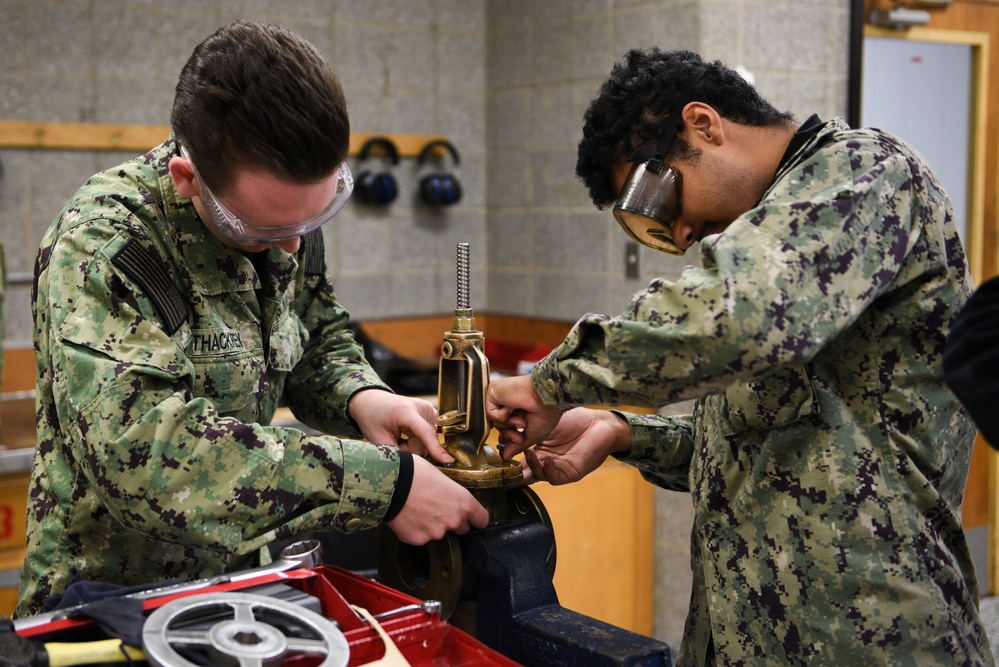 Accession-level Sailors Practice Repacking Valves