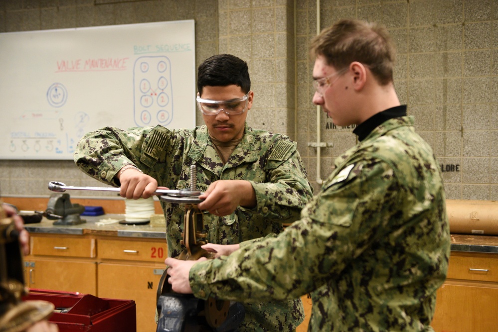 Accession-level Sailors Practice Repacking Valves