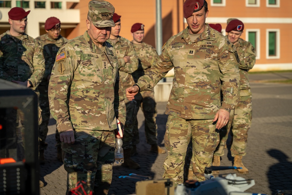 Lt. Gen. Anthony R. Hale Visits 173rd Airborne Brigade in Italy to Discuss Frontline Military Innovations