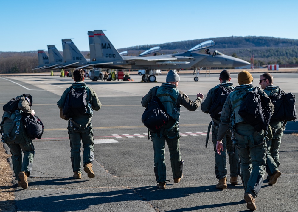 Maj. John 'Space' Stout flies fini-flight at the 104th Fighter Wing